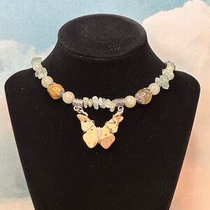 Oak yellow jasper butterfly necklace